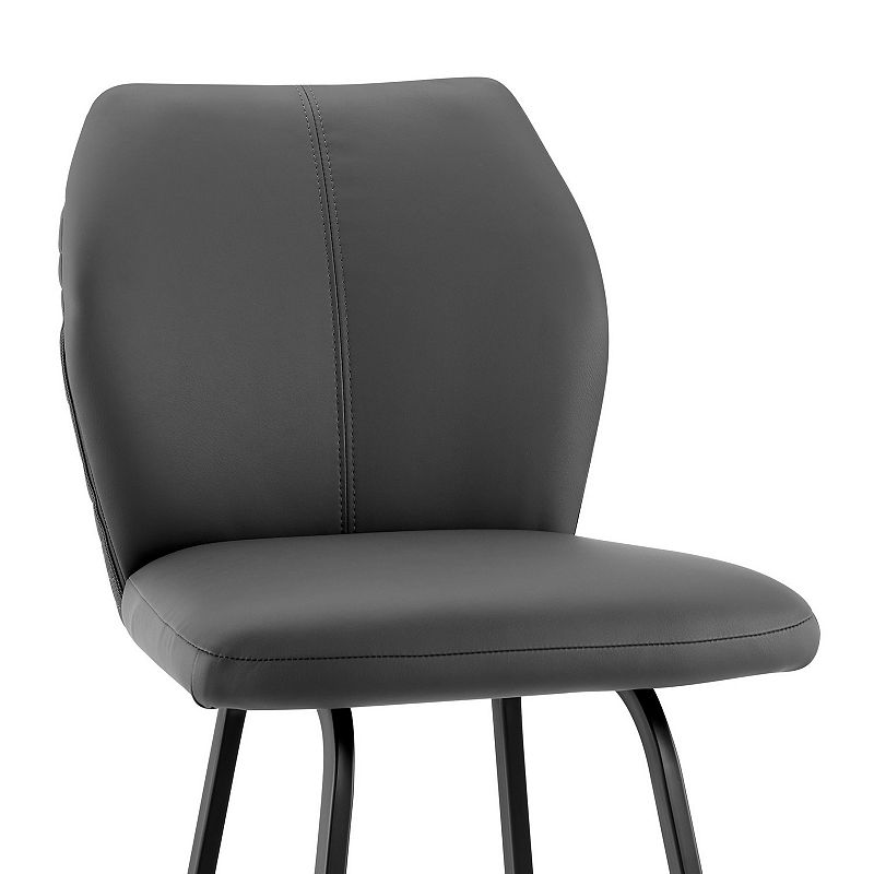 30 Inch Metal Frame Leatherette Bar Stool， Black and Gray