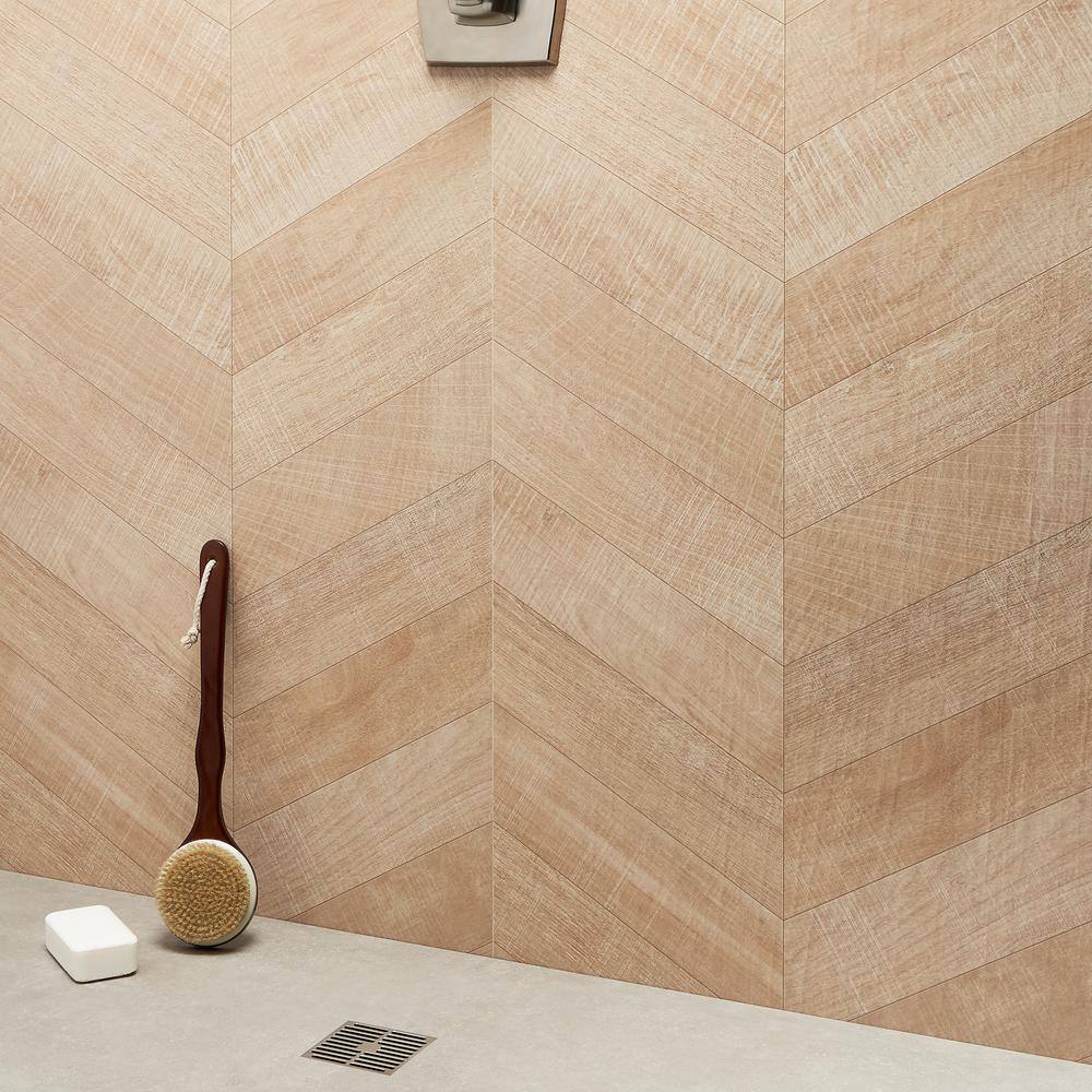 Ivy Hill Tile Montgomery Chevron Maple 24 in. x 48 in. Matte Porcelain Floor and Wall Tile (15.49 sq. ft.Case) EXT3RD101068