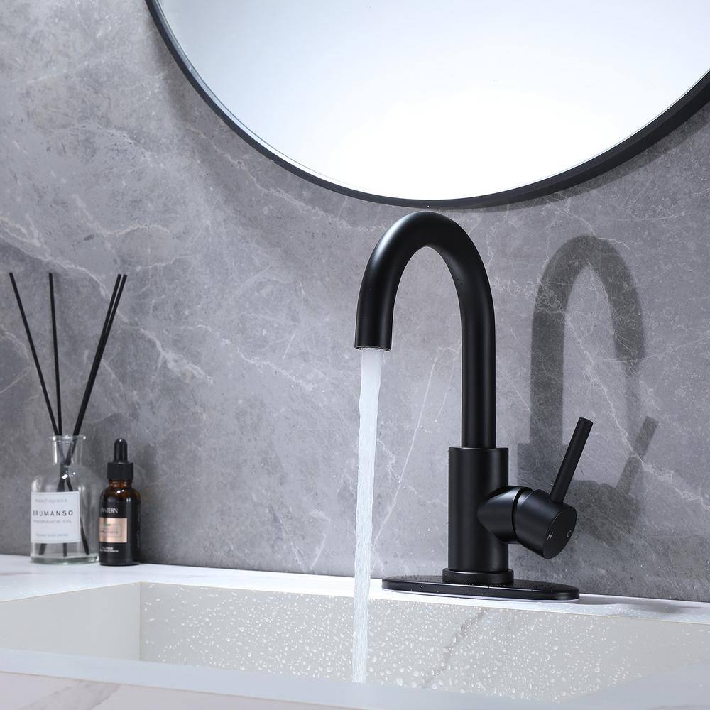 BWE Single Hole Single-Handle Bar Faucet With Swivel Spout in Matte Black B-96025-Black