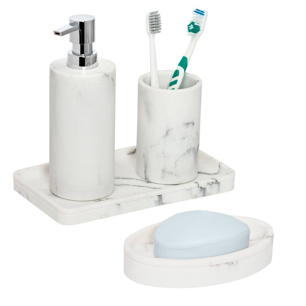 Honey-Can-Do 4-Piece Bathroom Accessories Set in Faux Marble BTH-08732