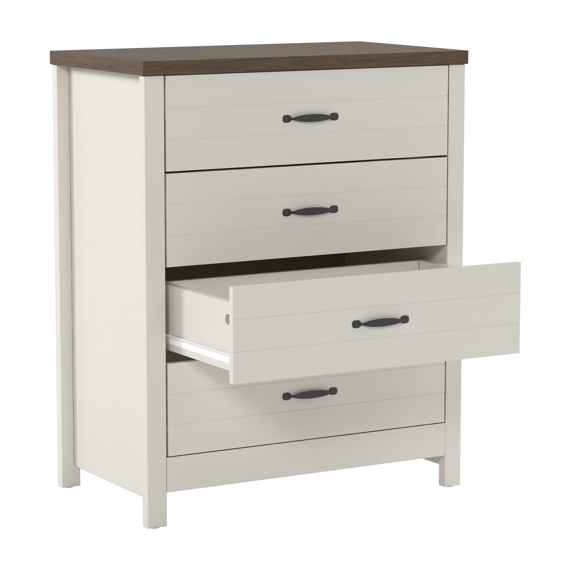 Lancaster Farmhouse 4-Drawer Dresser, Ivory & Oak, by Hillsdale Living Essentials