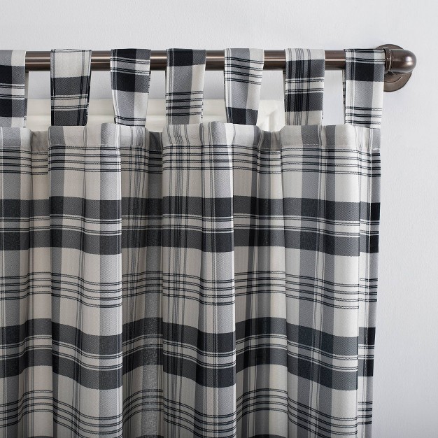 Blair Farmhouse Plaid Semi Sheer Tab Top Curtain Panel No 918