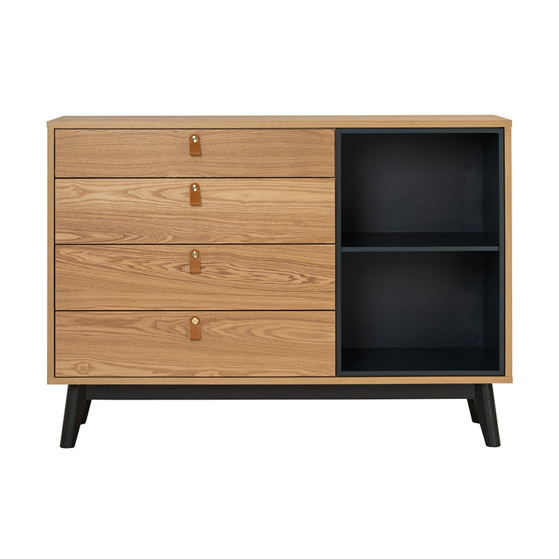 CASTOR Sideboard Buffet 125cm - Natural, Navy Blue & Black