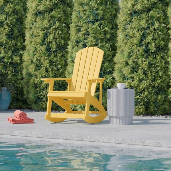 Adirondack Style Poly Resin Wood Rocking Chair for Indoor/Outdoor Use