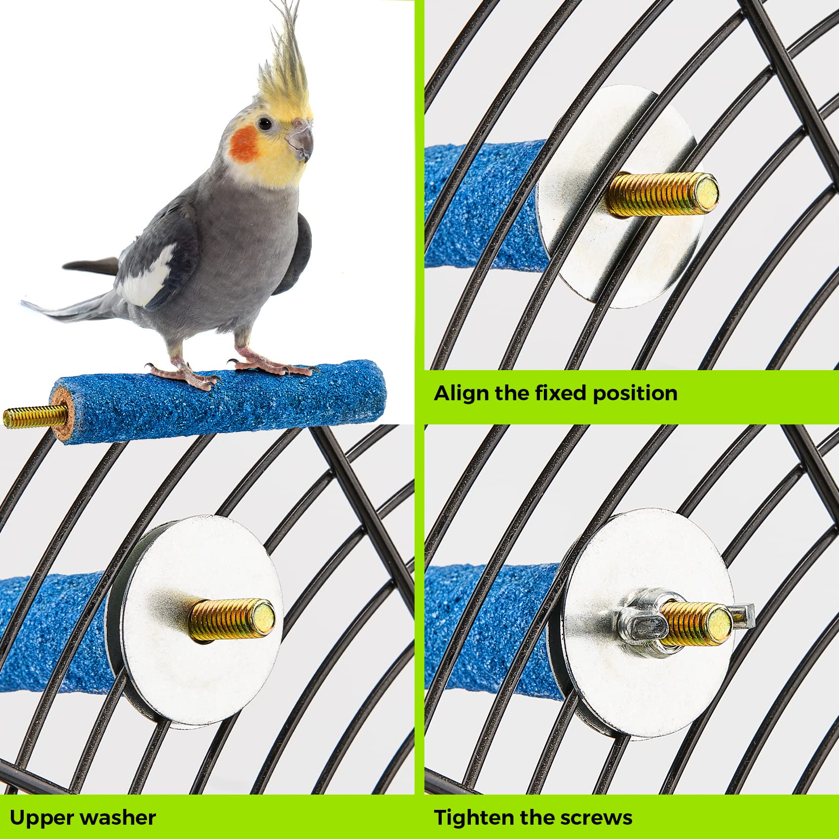 ISHANTECH 2PCS Bird Feeding Cup+Bird Perch Stand; Bird Toys，Cuttlebone Stand Holder Rack Birdcage Accessories