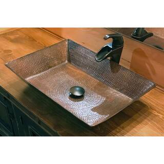 Premier Copper Products Rectangle 20 in. Hammered Copper Vessel Sink in Oil Rubbed Bronze VREC2014DB