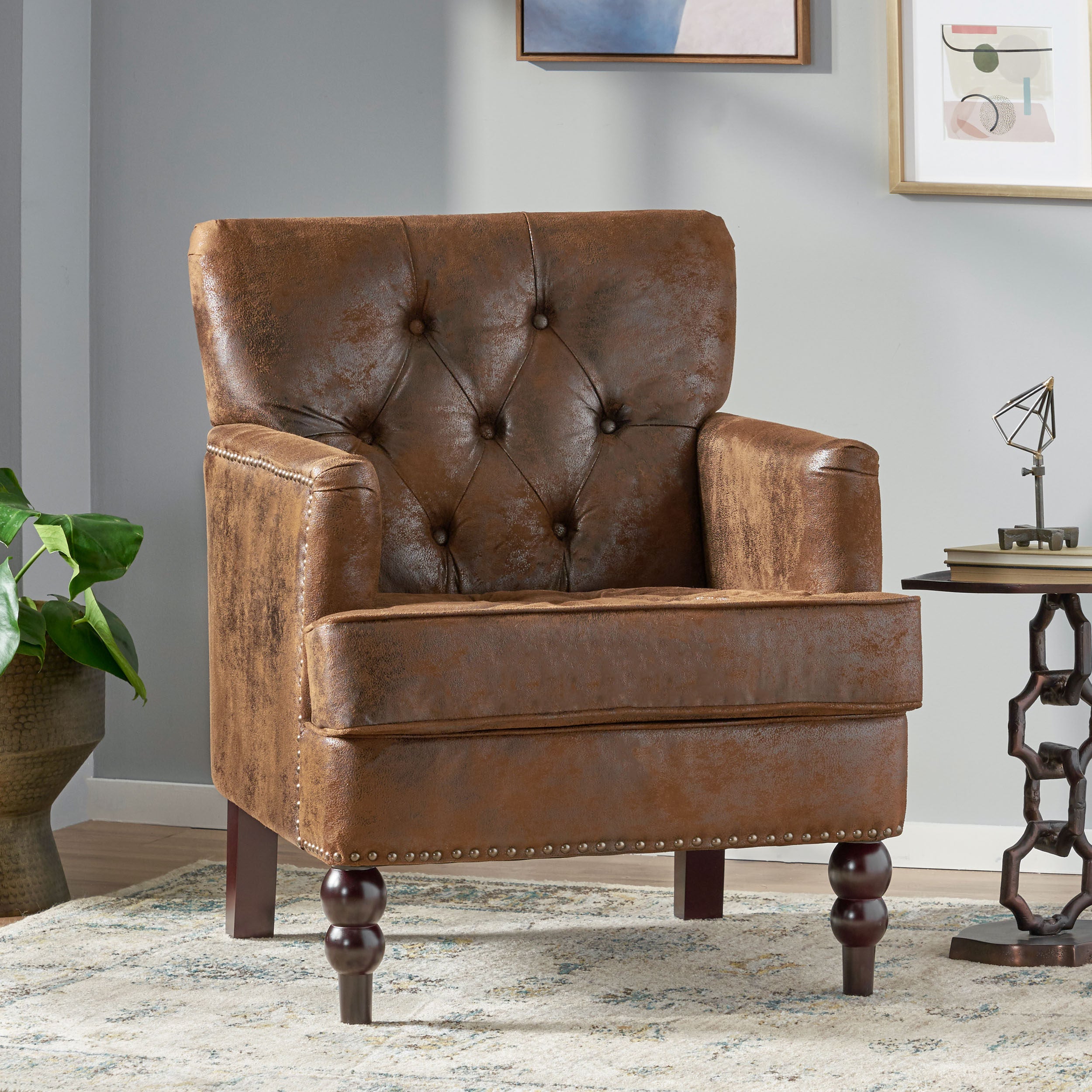 Madene Tufted Back Fabric Club Chair