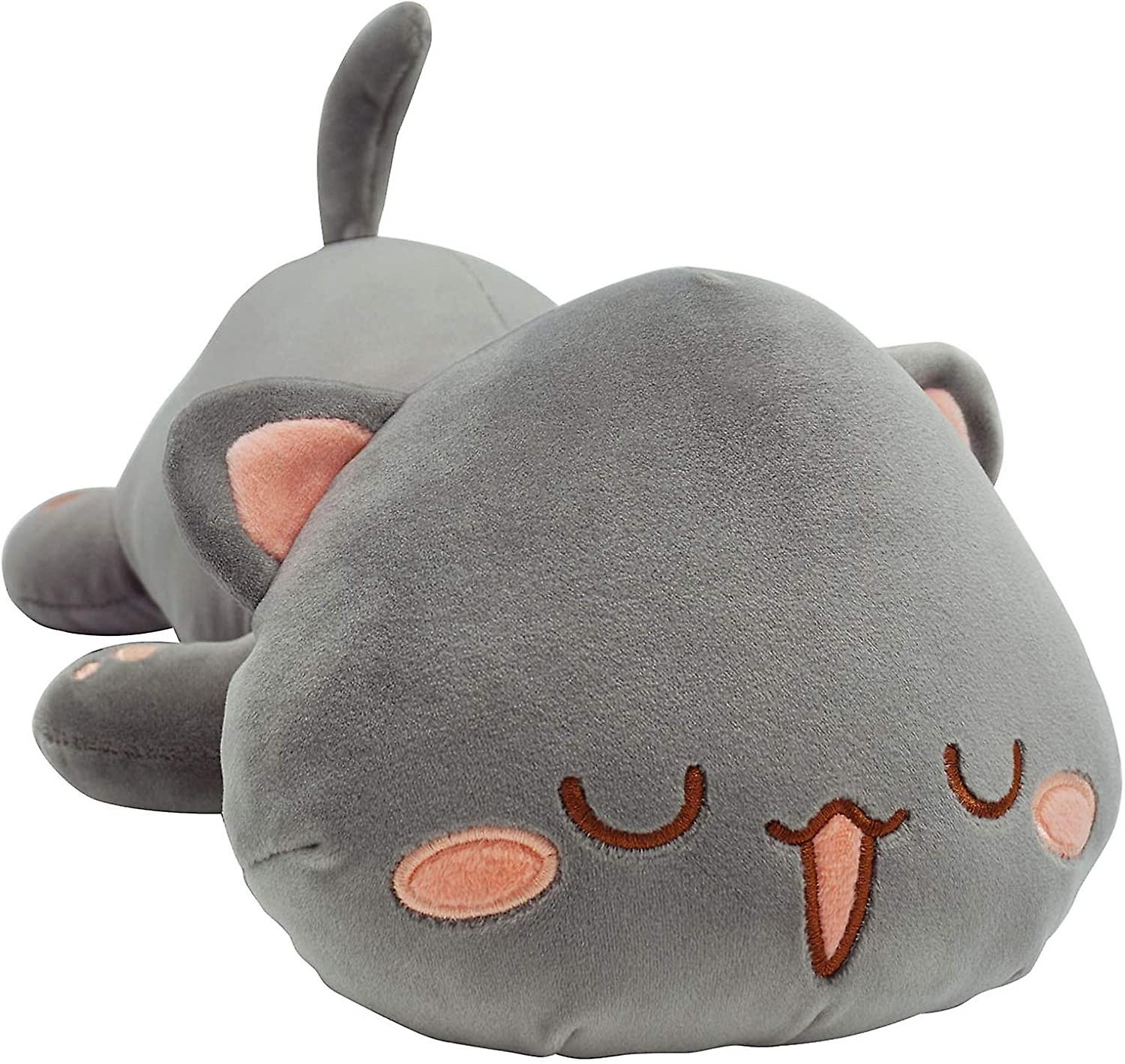 Cute Kitten Plush Toy Stuffed Animal Pet Kitty Soft Anime Cat Plush Pillow For Kids (gray B， 20