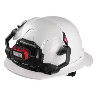 MW BOLT White Type 1 Class C Front Brim Vented Hard Hat with 4 Point Ratcheting Suspension with Dual Coat Lens Eye Visor 48-73-1200-48-73-1410