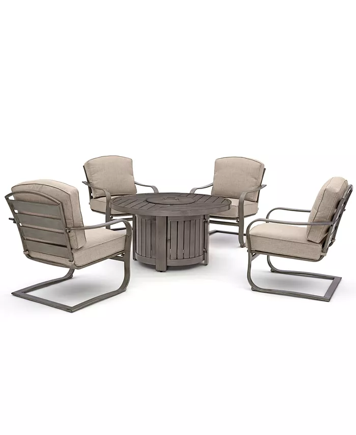 Agio CLOSEOUT! Tara 5-Pc. Round Fire Pit Chat Set (1 Fire Pit and 4 C-Spring Chairs)