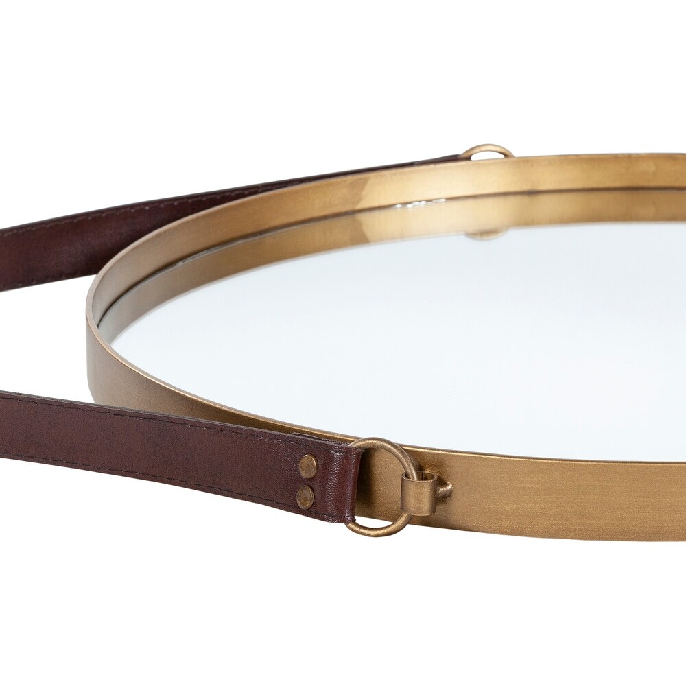 Artistic Weavers Lathan Modern Hanging Round Mirror with Leather Strap   28\