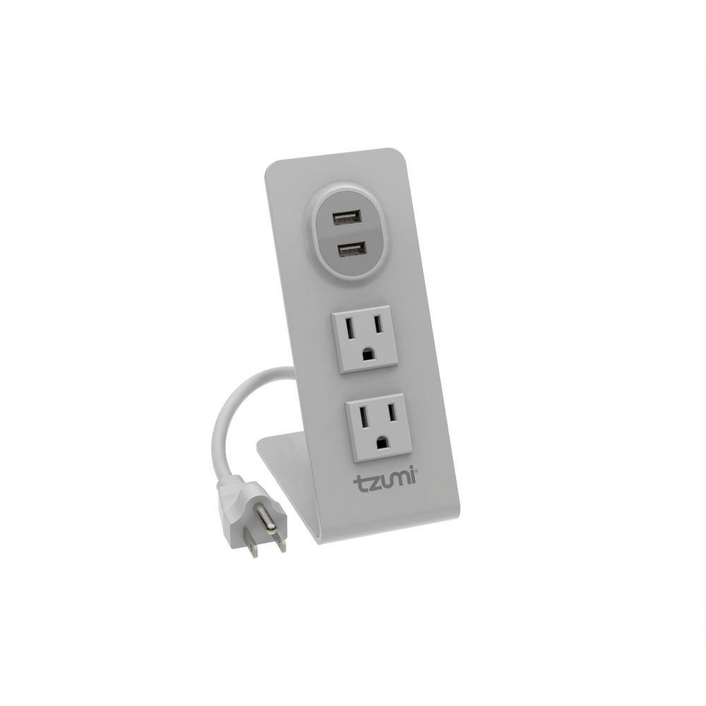 Tzumi Power Stand 2-Outlet Multi-Port Surge Protector 8448HD