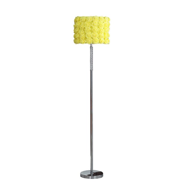 Yellow Roses In Bloom Acrylic Metal Floor Lamp Ore International