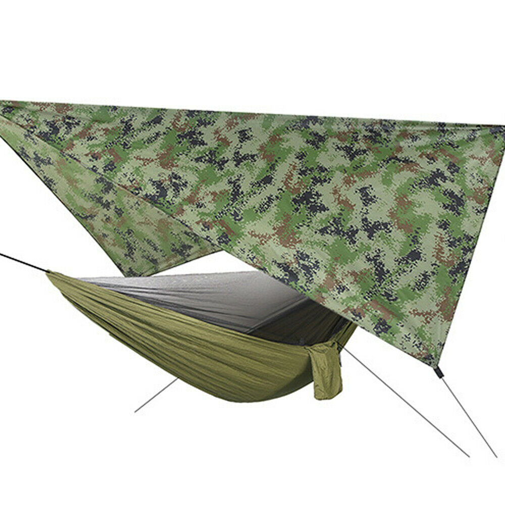 OUKANING Portable Camping Hammock Quick-drying Nylon Tactical Hammock with Mosquito Net for Hiking Outdoor Travel Beach Backyard U