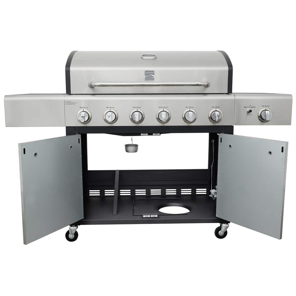 KENMORE 6-Burner with Side Propane Gas Burner XL Grill PG-40611SOL