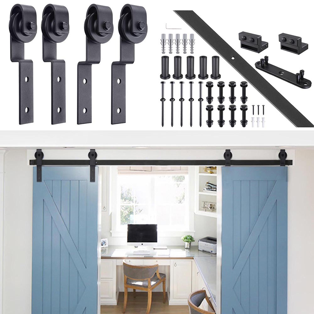 6.6' Bypass Sliding Single Track Barn Double Door Hardware Set