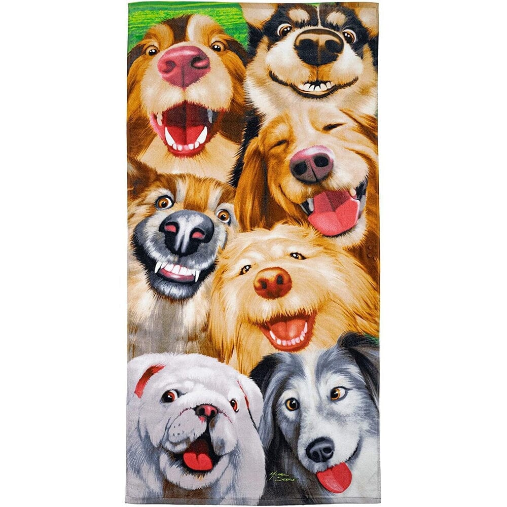 Dogs Selfie Super Soft Plush Cotton Beach Bath Pool Towel