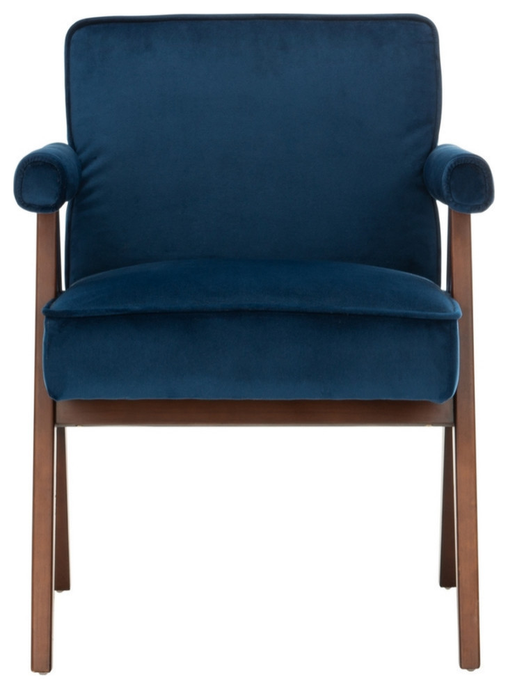 Katie Mid Century Arm Chair  Navy/Walnut   Midcentury   Armchairs And Accent Chairs   by Rustic Home Furniture Deco  Houzz