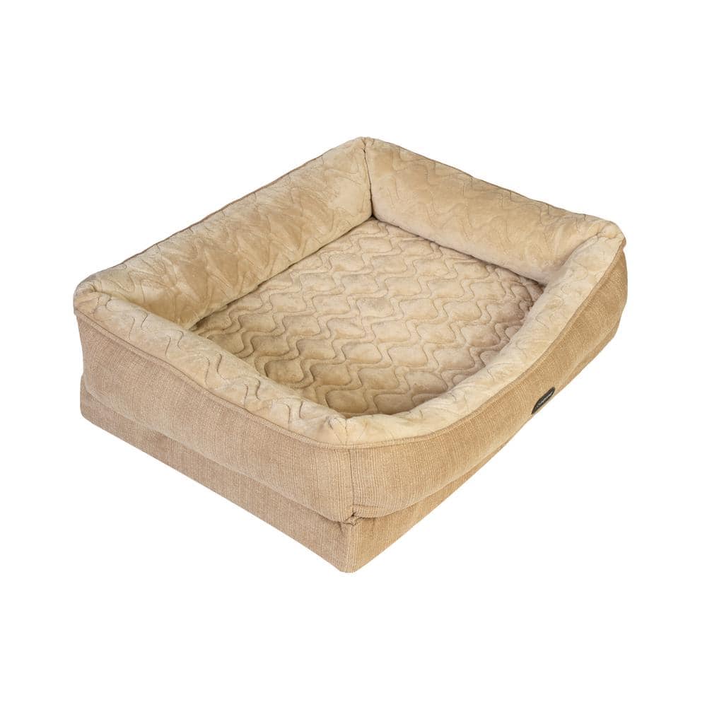 Beautyrest Medium Tan Ultra-Plush Quilted Dog Bed EC-BR-HWCU-TAN-M-1