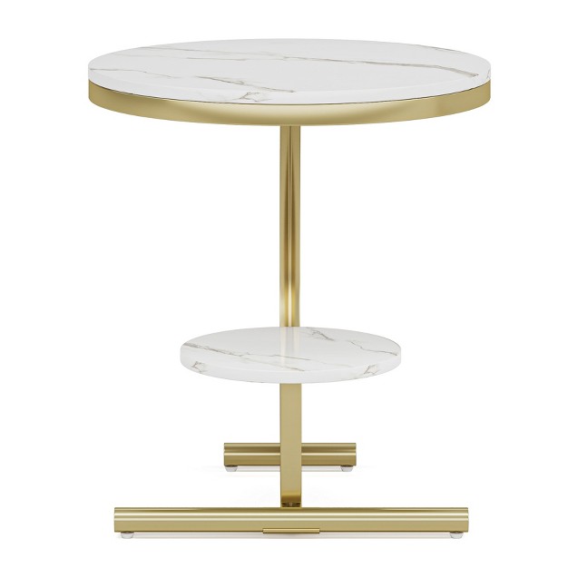 Tribesigns 2 tier Round Sofa Side Table