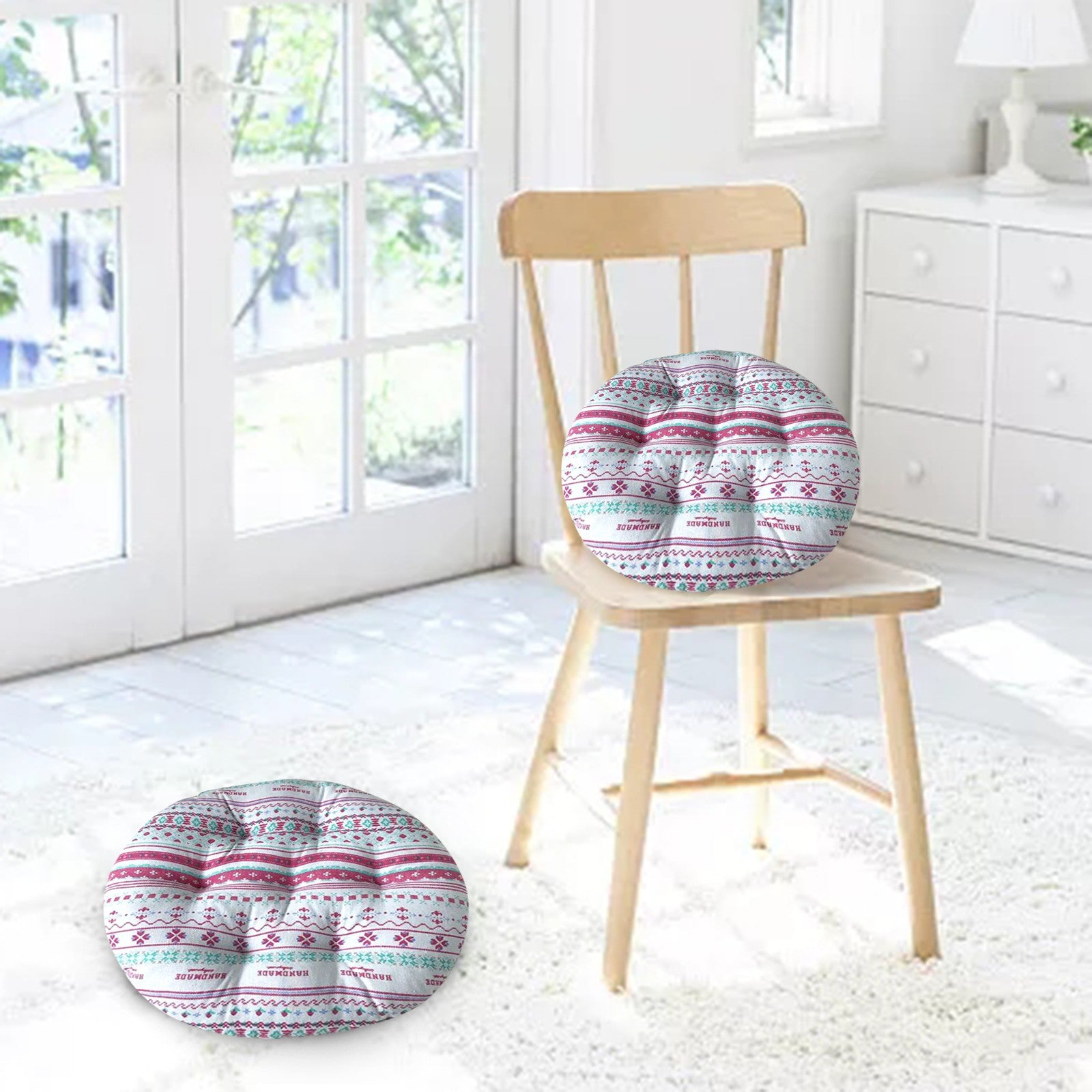 Dining Room Chair Cushions 40X40Cm Round Indoor/Outdoor Square Tufted Wicker Seat Cushions， Patio Decorative Thick Chair Pads Seat Cushions Set For Patio Garden Home