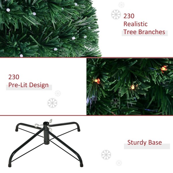 HOMCOM 6 ft. Prelit Artificial Christmas Tree with Stand，Colored Christmas Tree