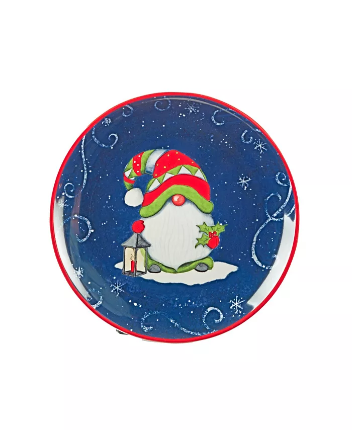 Certified International Holiday Magic Gnomes 4 Piece Dessert Plate Set