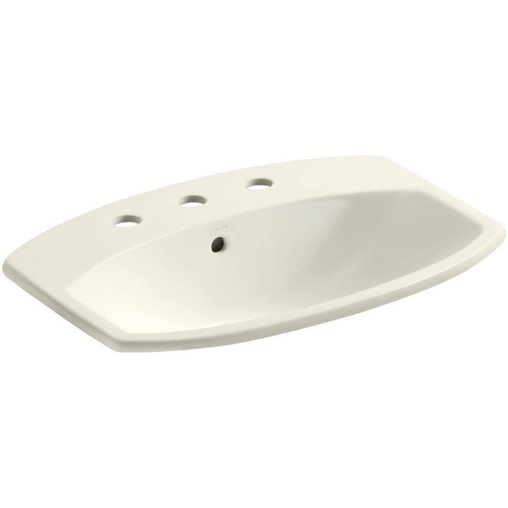 KOHLER Cimarron Drop-In Vitreous China Bathroom Sink in Biscuit K-2351-8-96