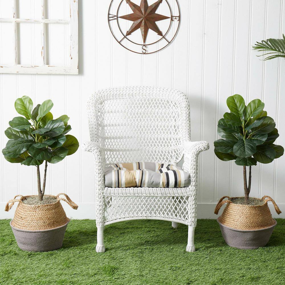 Nearly Natural 3 ft. Artificial Fiddle Leaf Fig Tree with Handmade Cotton and Jute Woven Planter DIY Kit (Set of 2) P1908-S2-GA