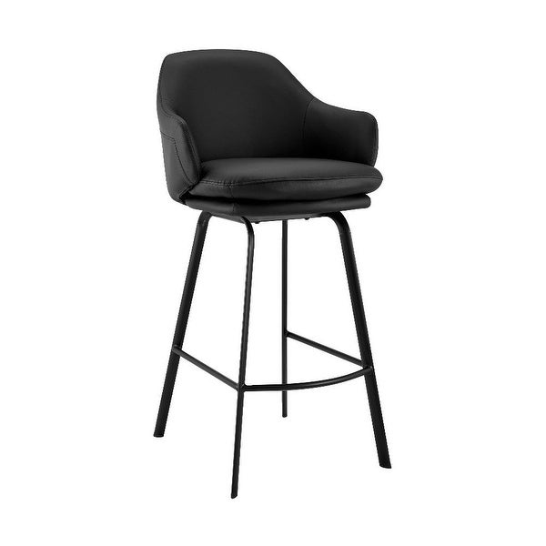 26 Inch Metal and Faux Leather Swivel Counter Stool - 23 L x 21 W x 36 H Inches