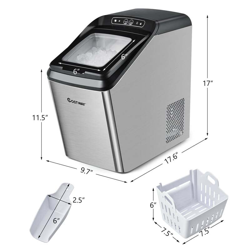 29LBS/24H Chewable Nugget Ice Maker Countertop, Portable Ice Machine with 3 Lbs Basket & Scoop