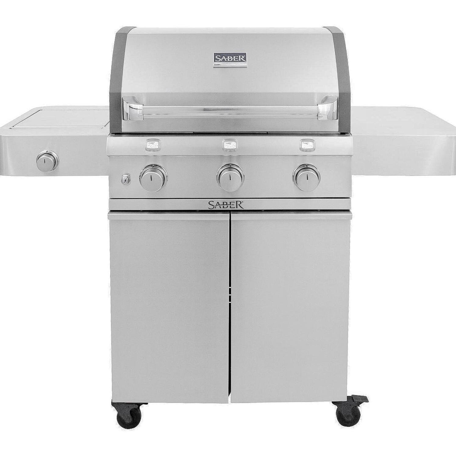 Saber Deluxe Stainless 500 32-Inch 3-Burner Infrared Propane Gas Grill With Side Burner