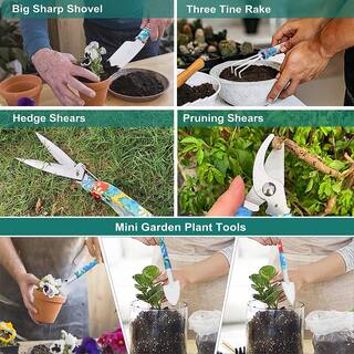 30-Piece Stainless Steel Heavy-Duty Gardening Tools with Floral Print Garden Tools Set B09DG43CNB