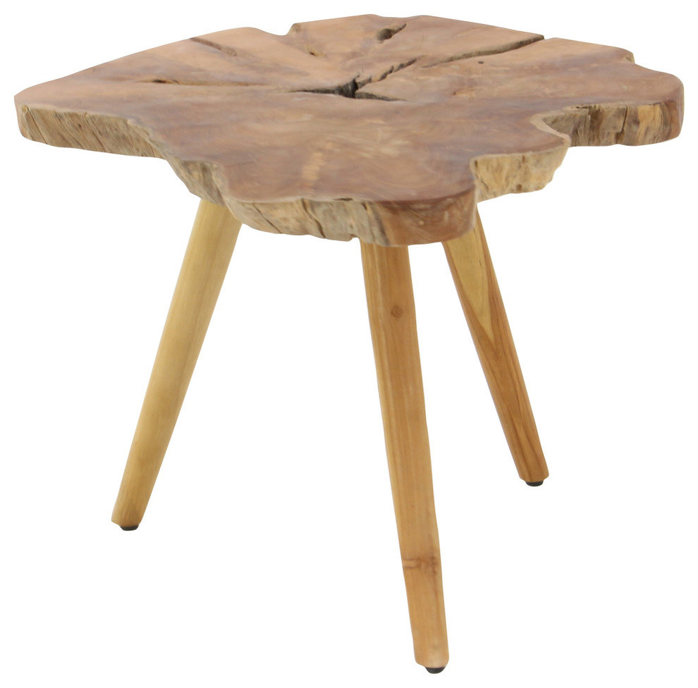 Rustic Brown Teak Wood Accent Table 38420   Rustic   Side Tables And End Tables   by Brimfield  ampMay  Houzz