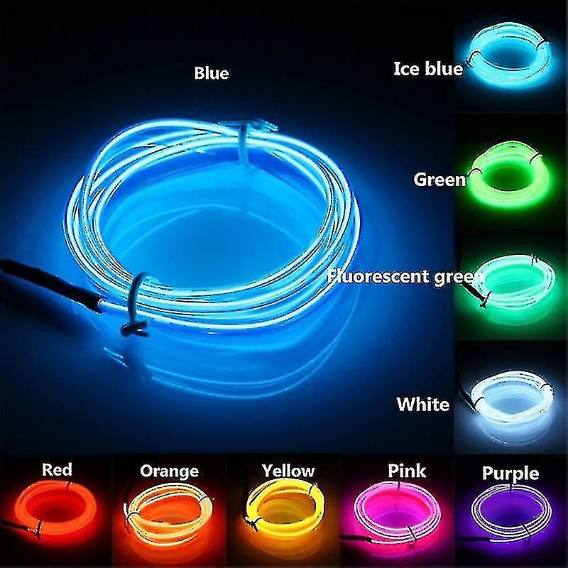 5m/10m Neon Light Dance Party Decor Light Neon Led Lamp Flexible El Wire Rope Tube Waterproof Led Strip Battery Box Set