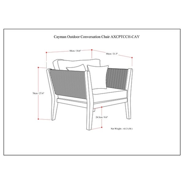 WyndenHall Luna 35 inch Wide Contemporary Outdoor Conversation Chair in Slate Grey Polyester Fabric - Overstock - 35856085