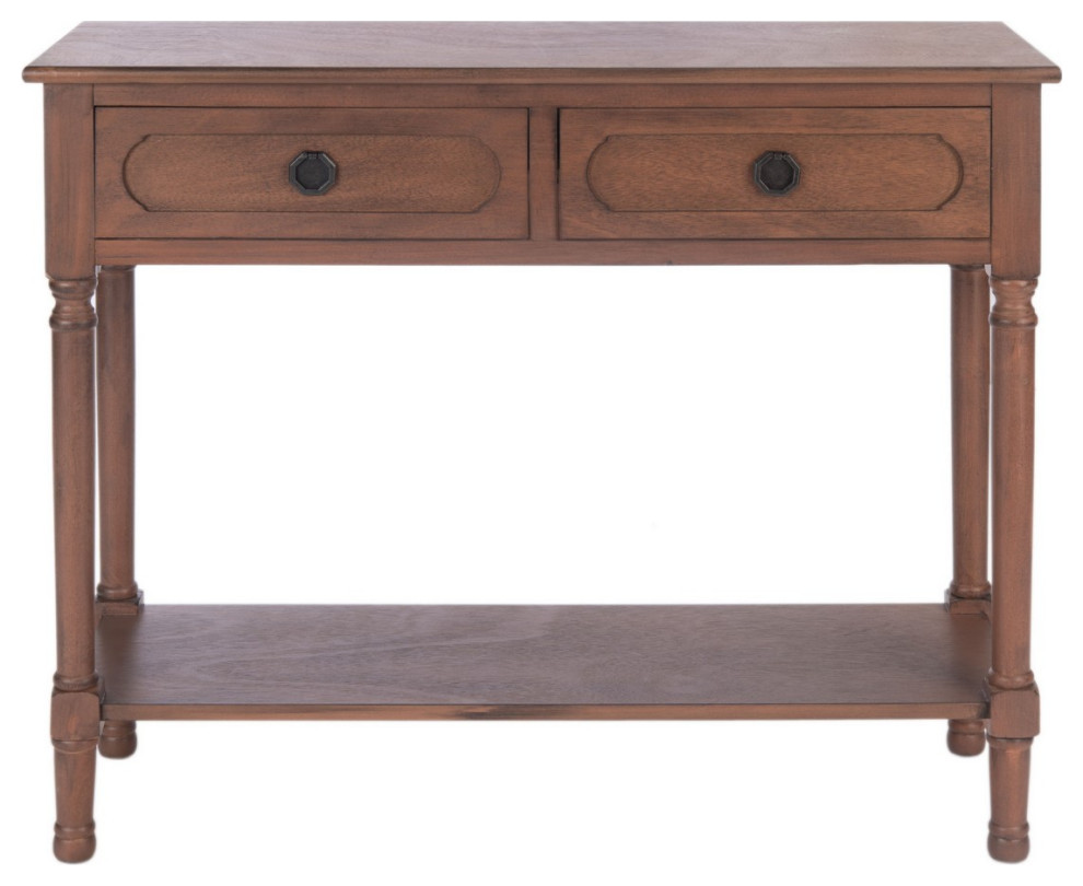 Hank 2 Drawer Console Table Brown   Traditional   Console Tables   by AED Luxury Home Decor  Houzz