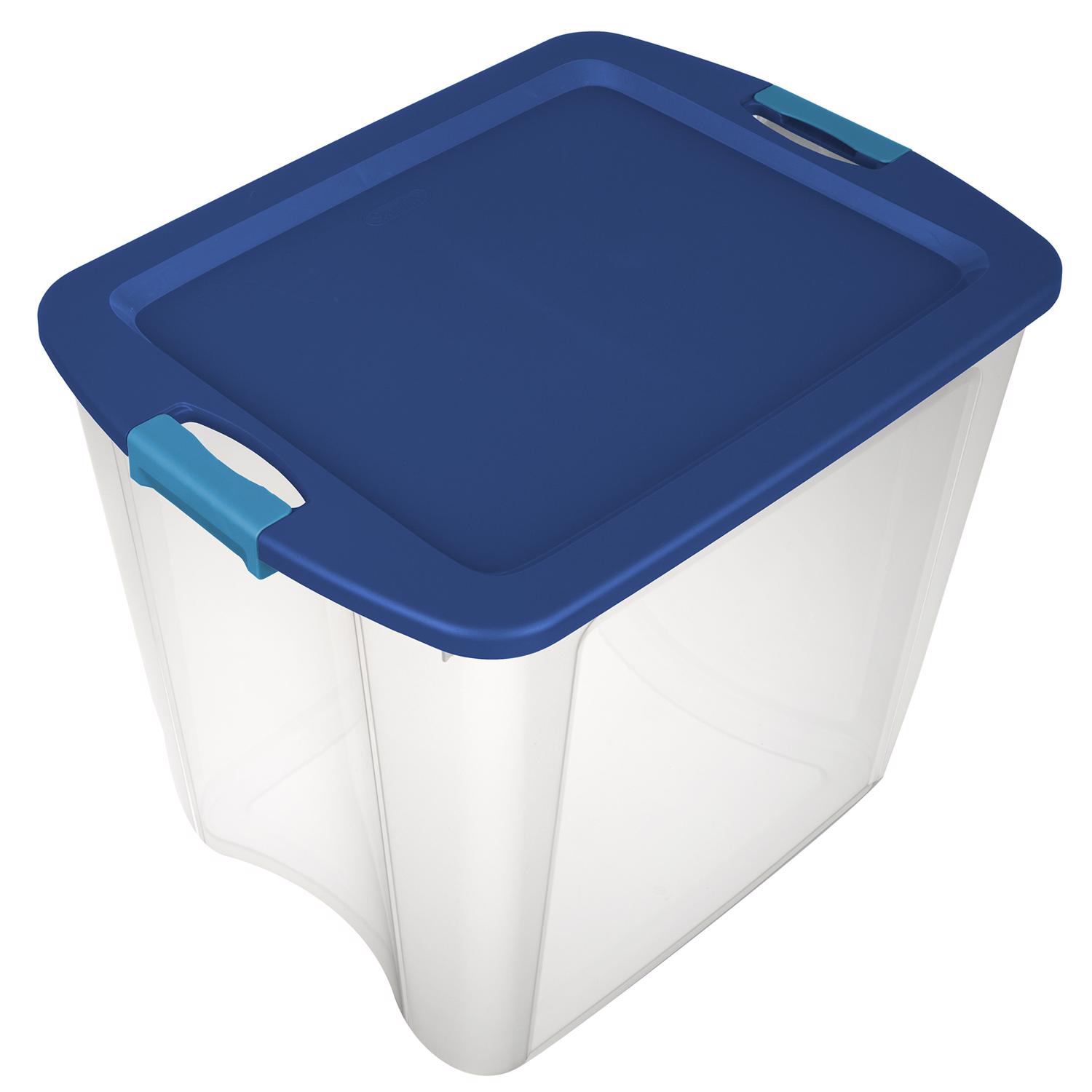 Sterilite 26 gal Blue/Clear Latch Storage Box 20-1/8 in. H X 18-5/8 in. W X 23-5/8 in. D Stackable