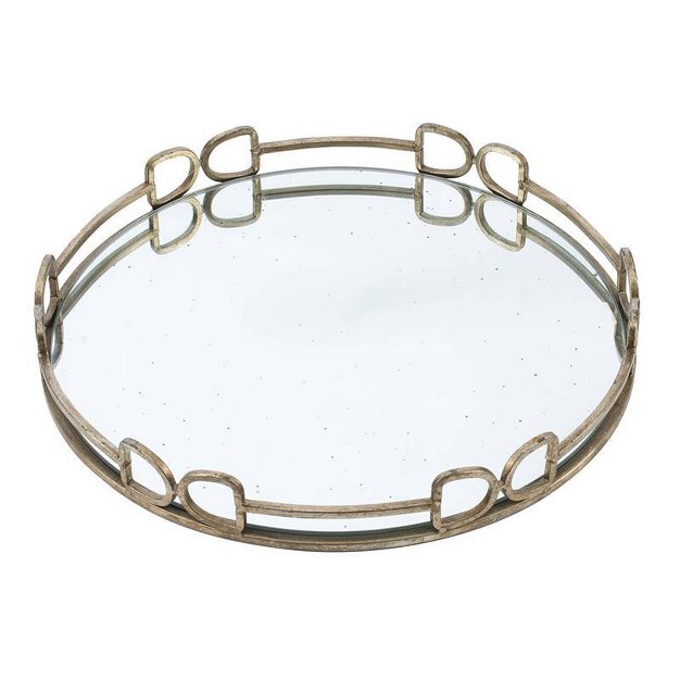 Round Decorative Tray With Mirrored Finish