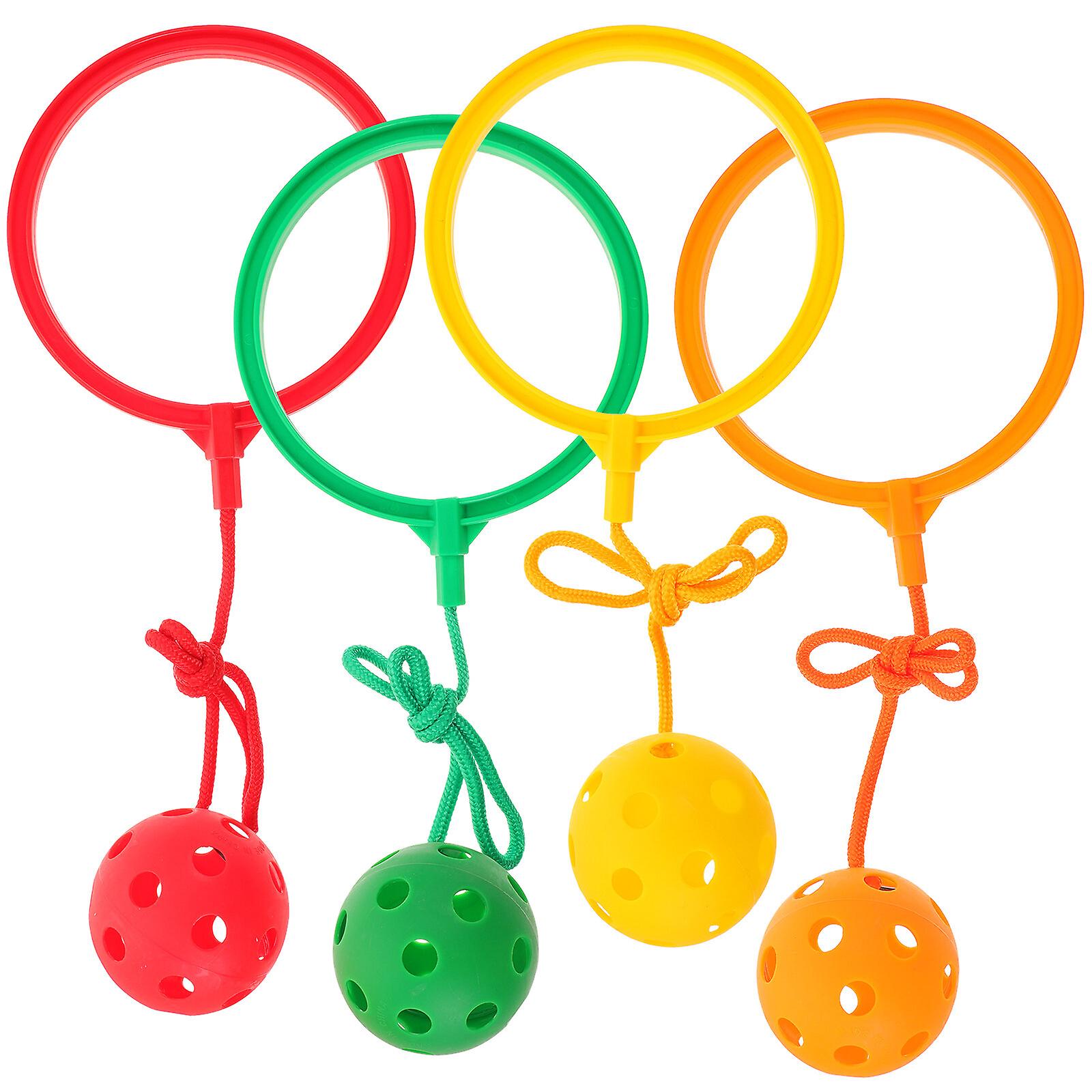 4 Pcs Elasticity Fitness Ball Clasic Children Toys Rotating Jumping Ring Ball Frosted Single Foot Whirling Ball Toys For Kids