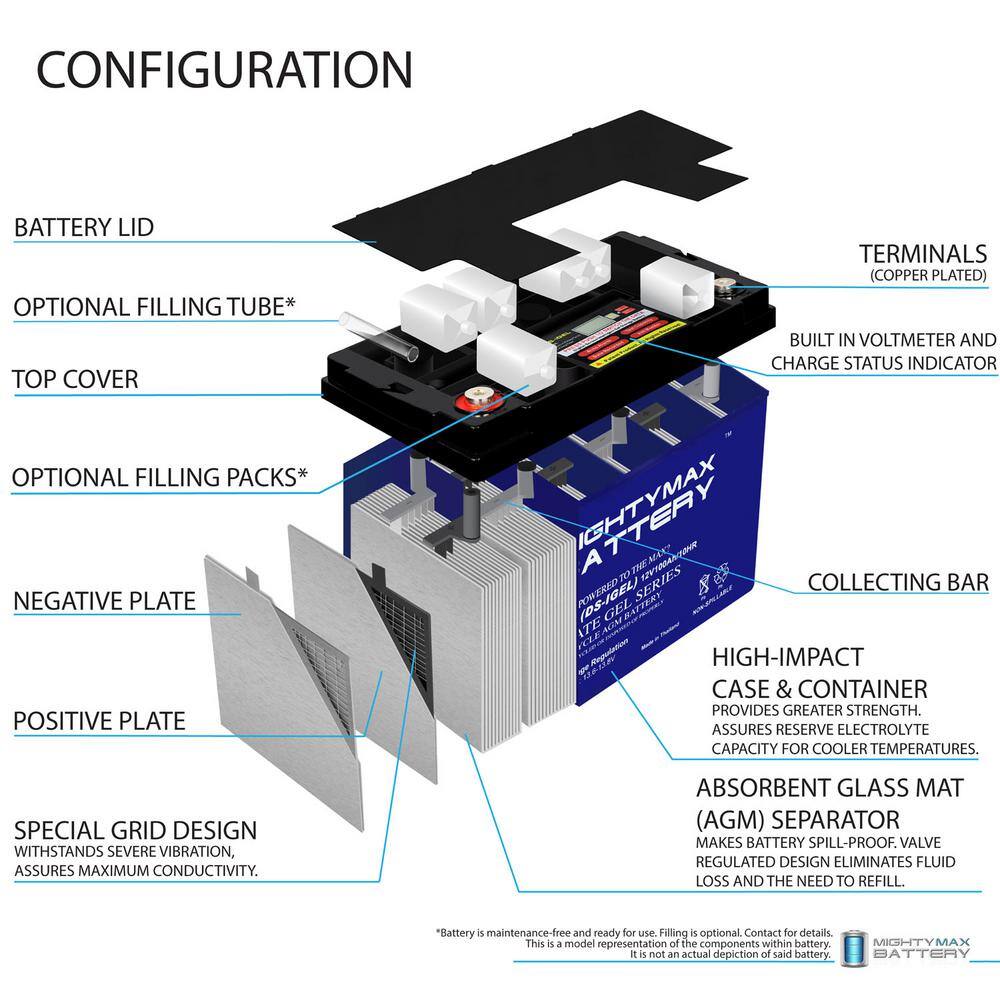 MIGHTY MAX BATTERY 12V 100AH GEL Battery Replacement for Longway LW-6FM85GJ MAX3847908