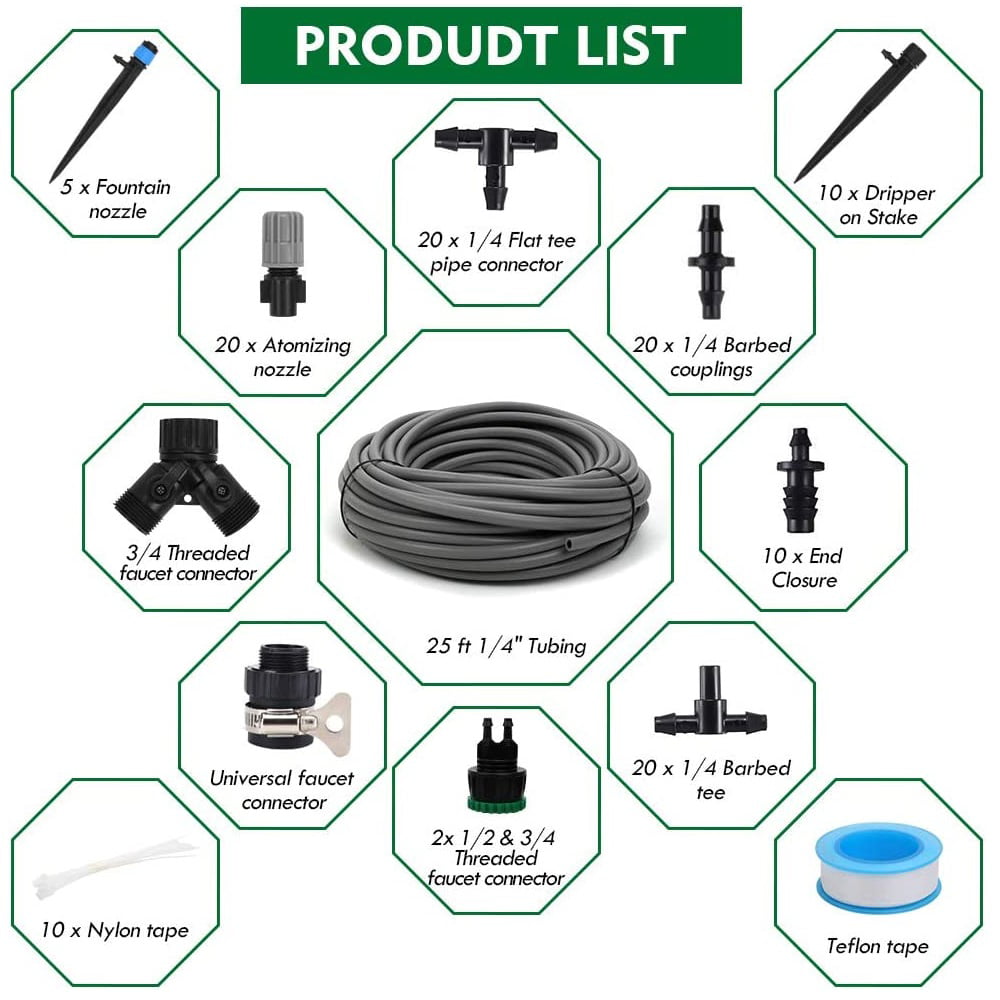 Flantor Garden Irrigation Kit - 82ft (25M) 1/4