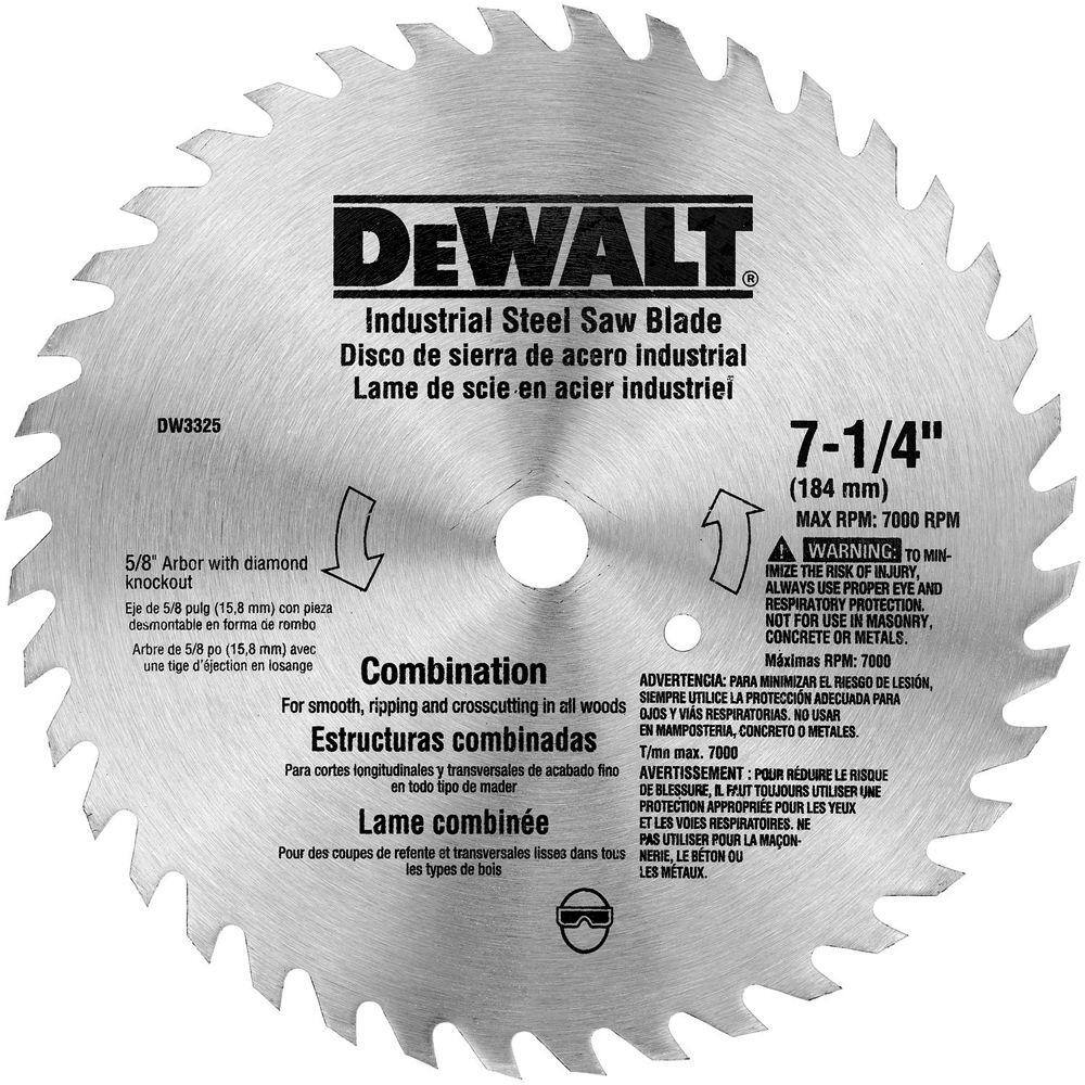 DW 7-14 in. 40-Teeth Steel Combo Saw Blade DW3325