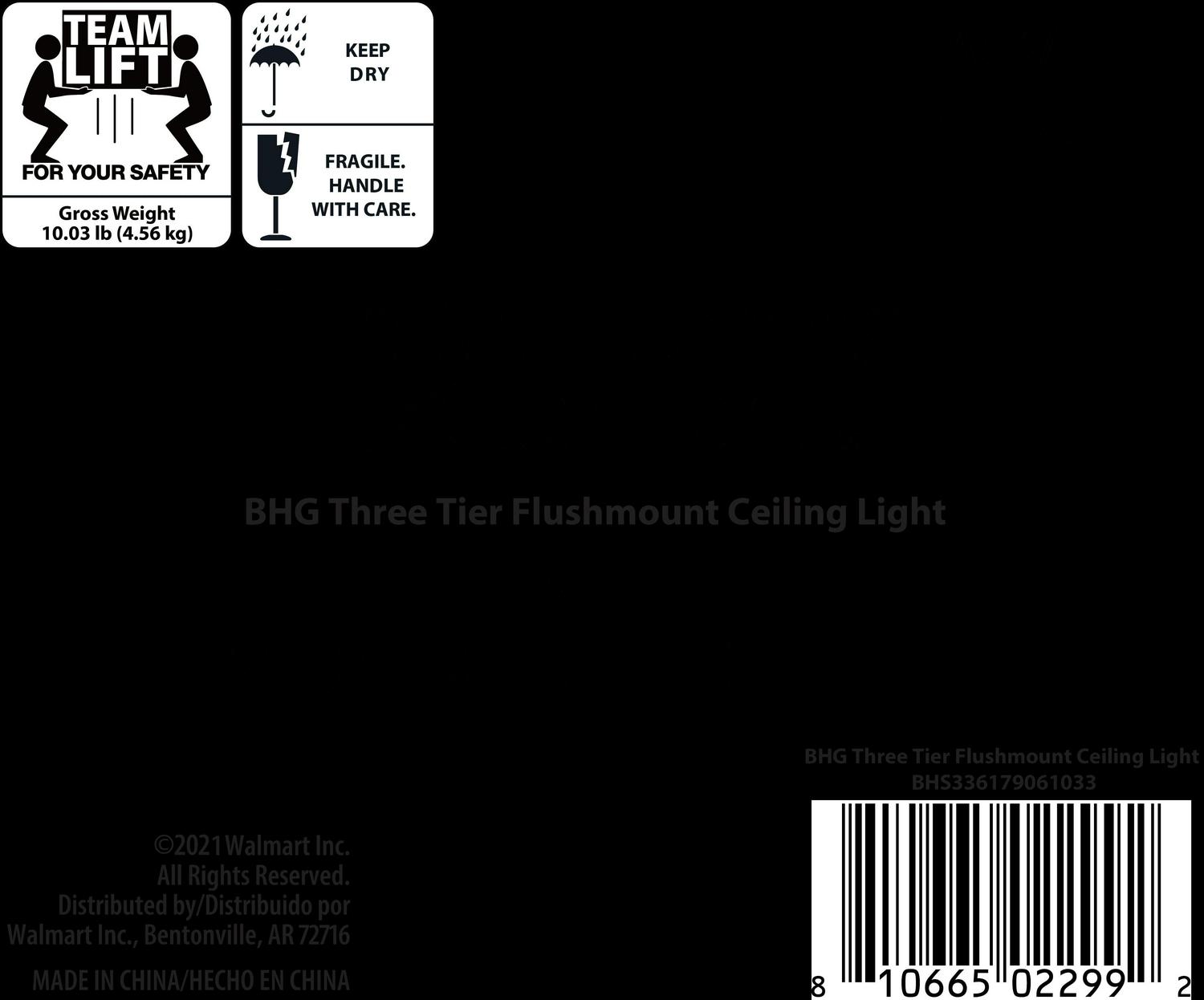 Better Homes and Gardens Three Tier Flushmount Ceiling Light Bronze， 3 ST19 Bulb Included