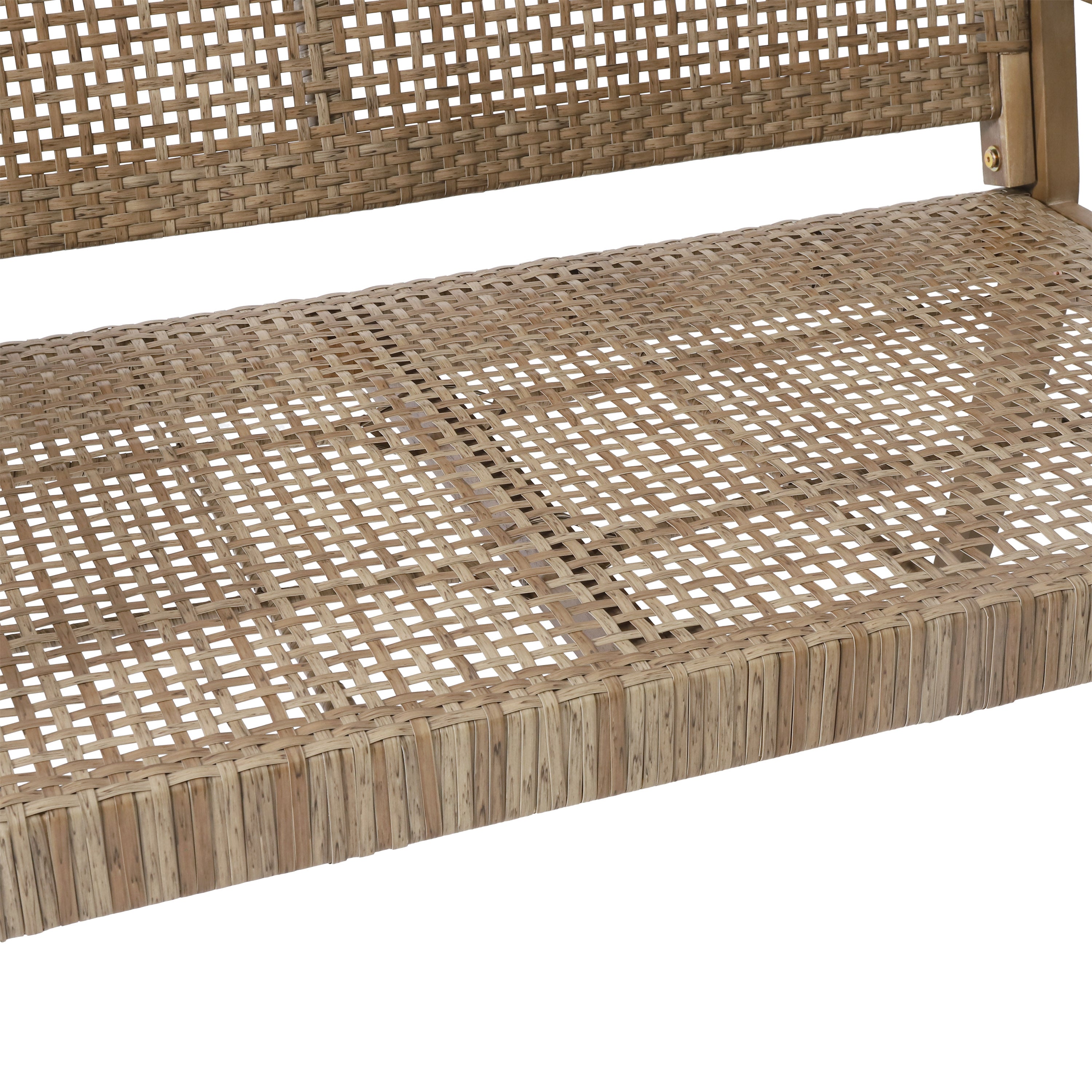 Elmcrest Outdoor Wicker and Acacia Wood Loveseat, Light Multibrown and Light Brown