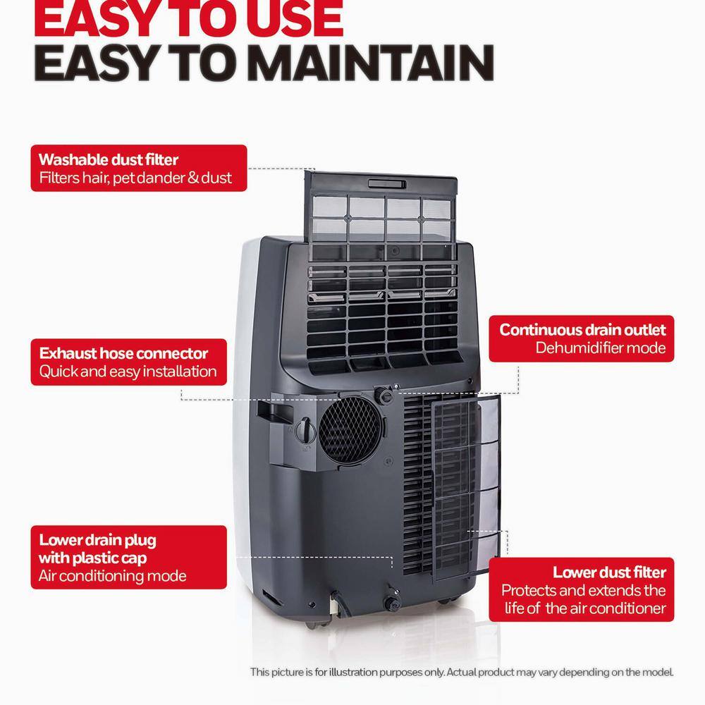 Honeywell 14000 BTU (10000 BTU DOE) Portable Air Conditioner with Dehumidifier in Black and Silver MN4CFS0