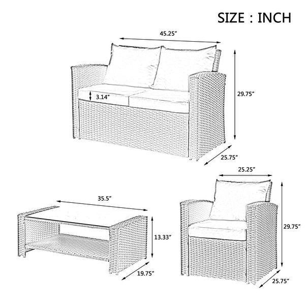 4 Pieces Patio Furniture Sets