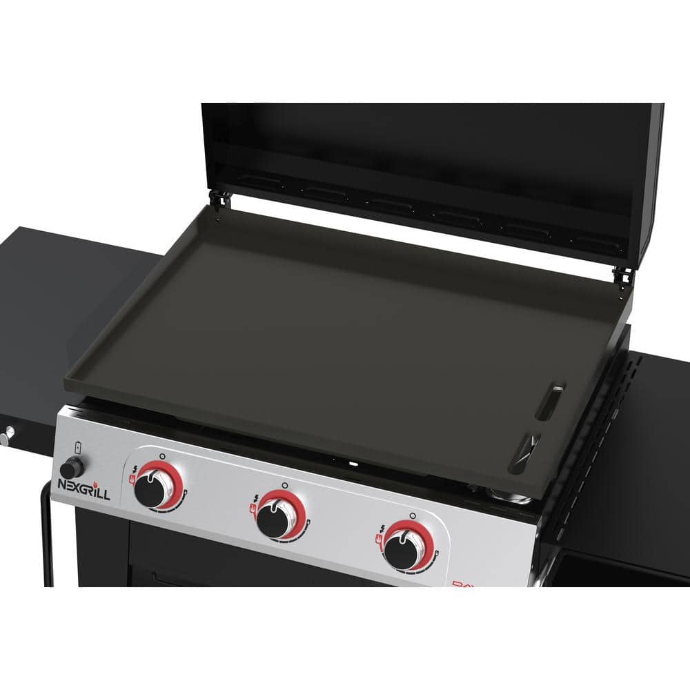 Nexgrill Daytona 3-Burner 30 in. Propane Gas Griddle in Black with Lid 720-1057