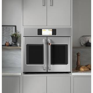 Cafe 30 in. Smart Single Electric French-Door Wall Oven with Convection Self-Cleaning in Stainless Steel CTS90FP2NS1