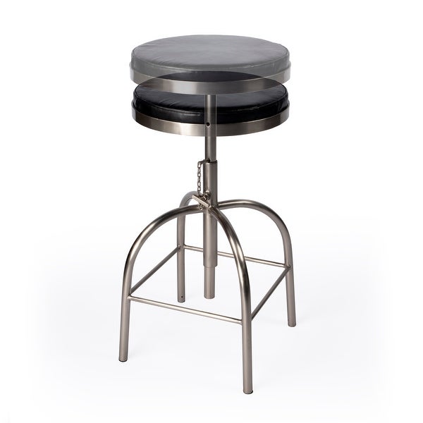 Clyde Black Leather Adjustable Bar Stool